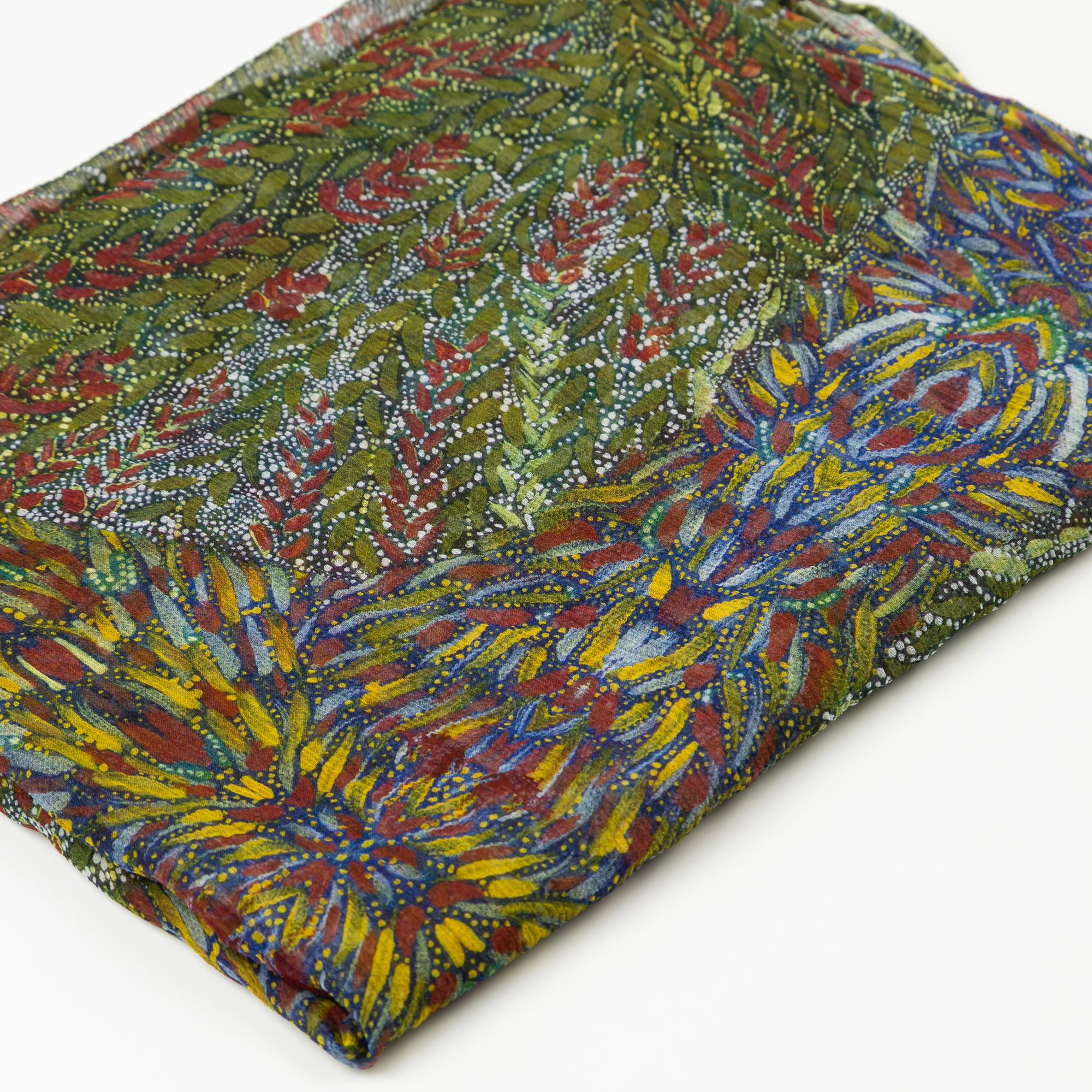 Kimberley Grass & Leaves – Silk Chiffon Scarf – Designed by Lena Andrews
