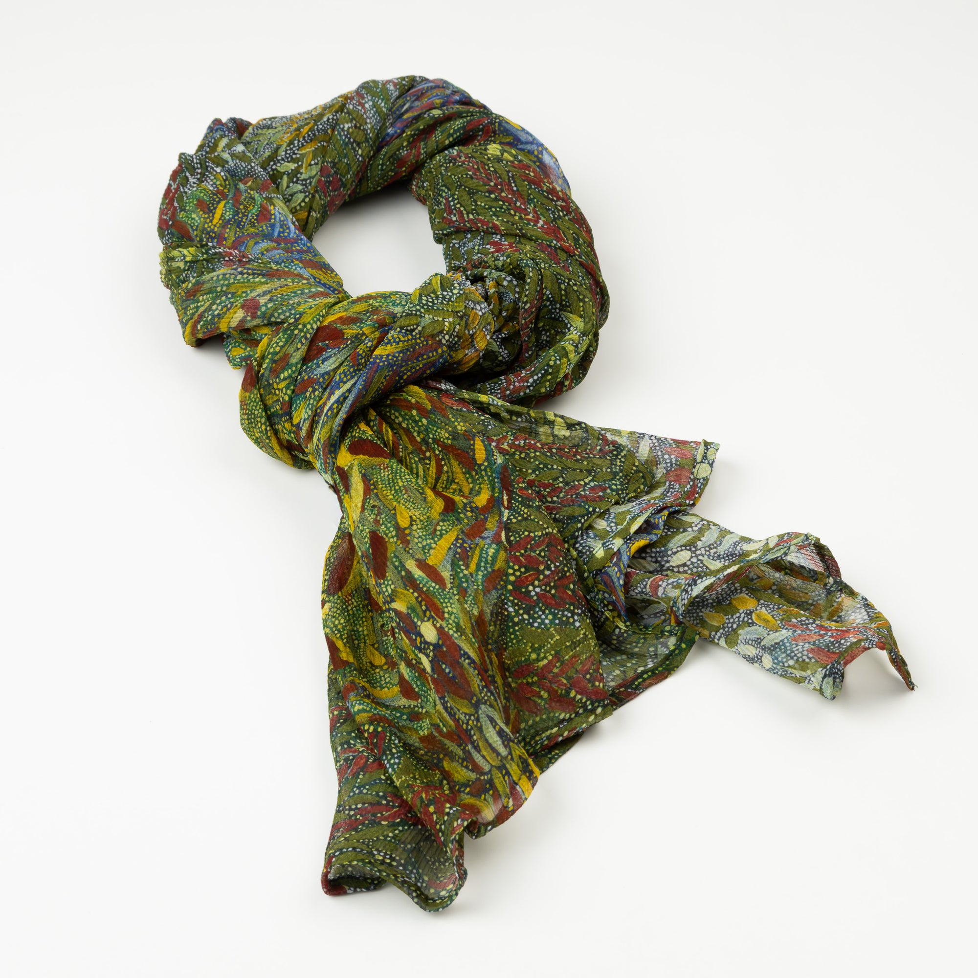 Kimberley Grass & Leaves – Silk Chiffon Scarf – Designed by Lena Andrews