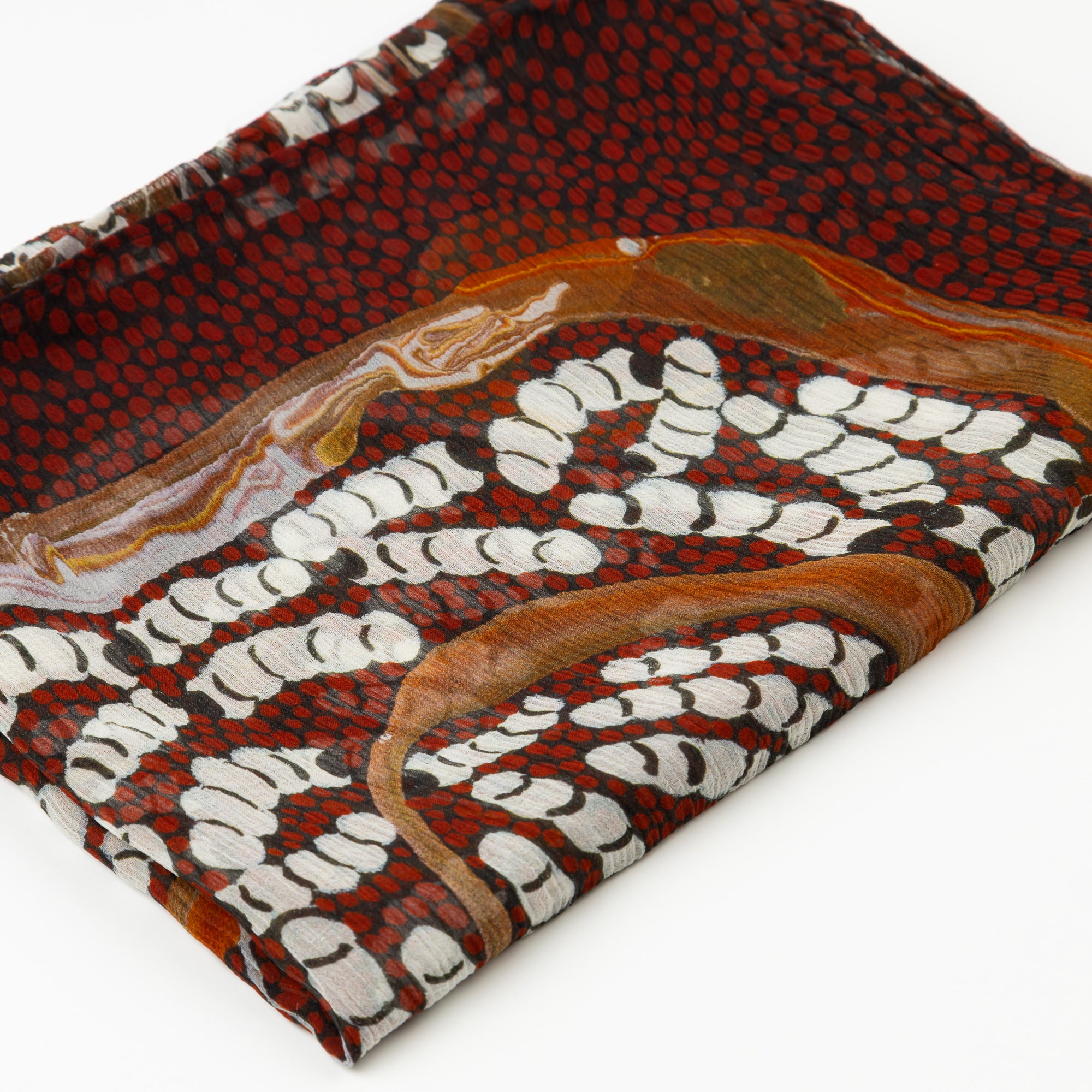 Looking for Witchety Grubs – Silk Chiffon Scarf – Designed by Jackie Craigie