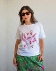 Unisex Boodja t-shirt worn outdoors, showing a comfortable everyday streetwear style made from soft organic cotton.