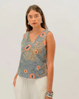 Dry Country Tank Top featuring Australian artwork by Sheryl Hicks with vibrant outback-inspired print for women