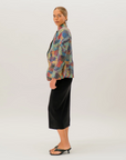 Pilbara Wildflowers Jacket showcasing colourful Australian wildflower artwork designed by Sheryl Hicks.