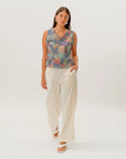 Pilbara Wildflowers Tank Top with colourful Australian wildflower artwork designed by Indigenous artist Sheryl Hicks.