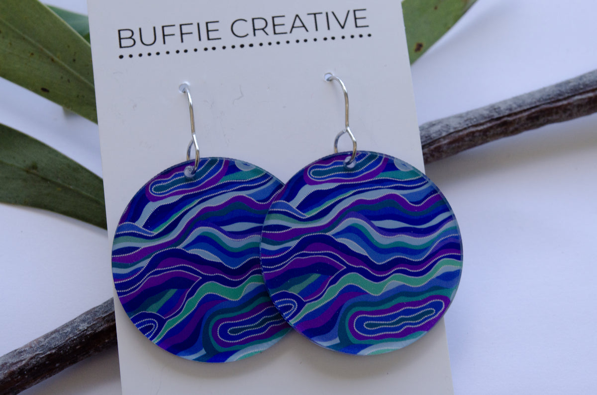 Blue &amp; Purple Circular Statement Earrings by Buffie Punch