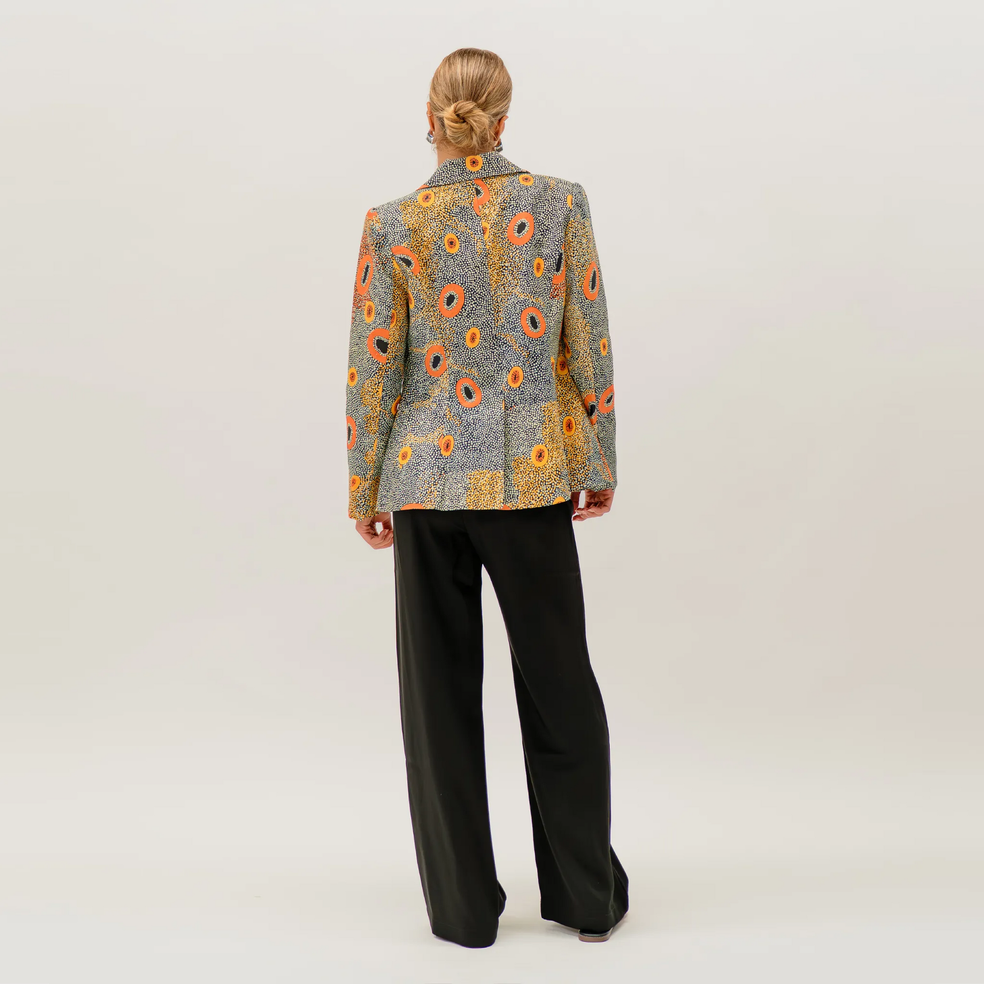Lightweight women's jacket with Dry Country Aboriginal-inspired artwork by Australian artist Sheryl Hicks