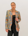 Premium women's Australian art jacket with Dry Country print created by Sheryl Hicks
