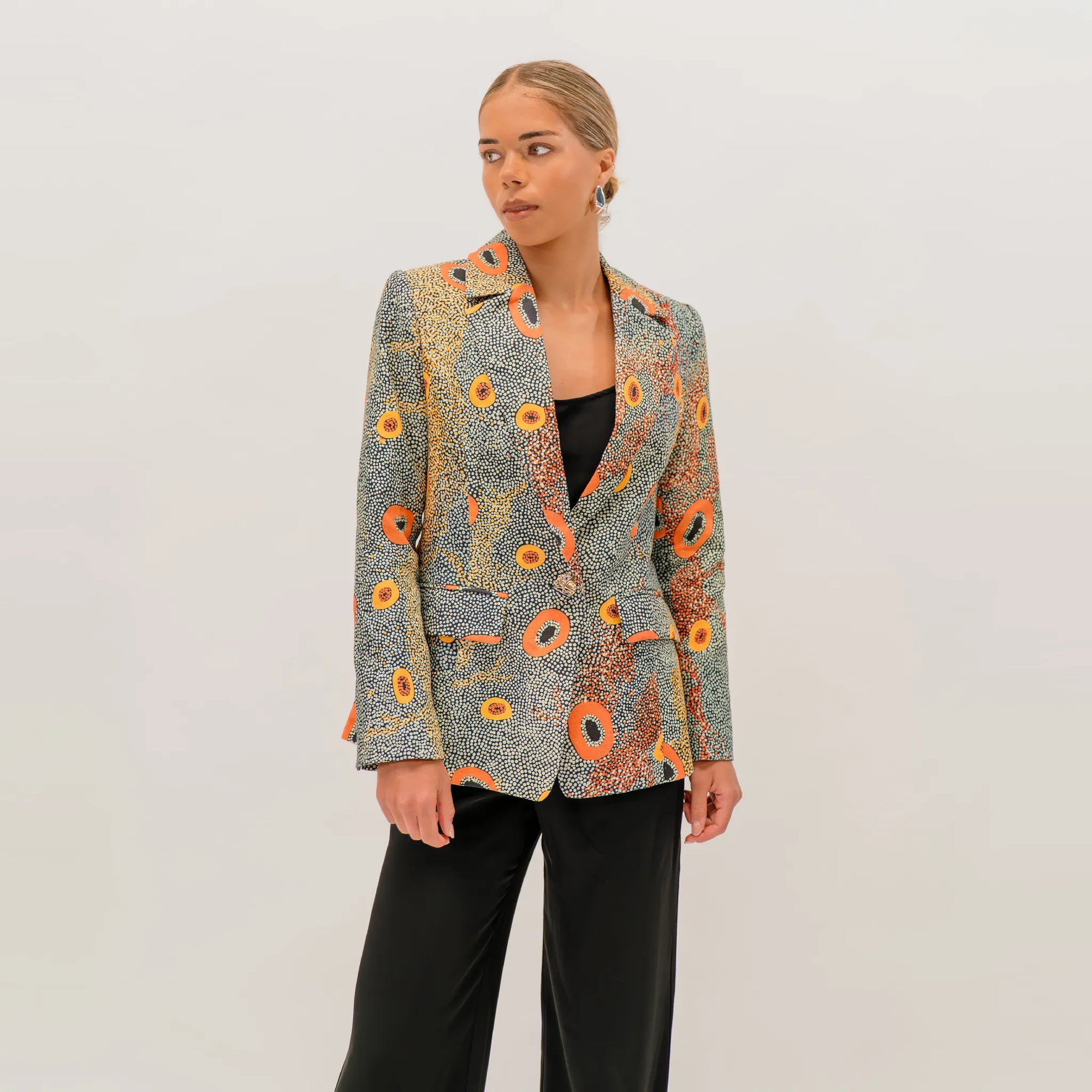 Dry Country Jacket featuring Australian artwork by Sheryl Hicks with vibrant native landscape design