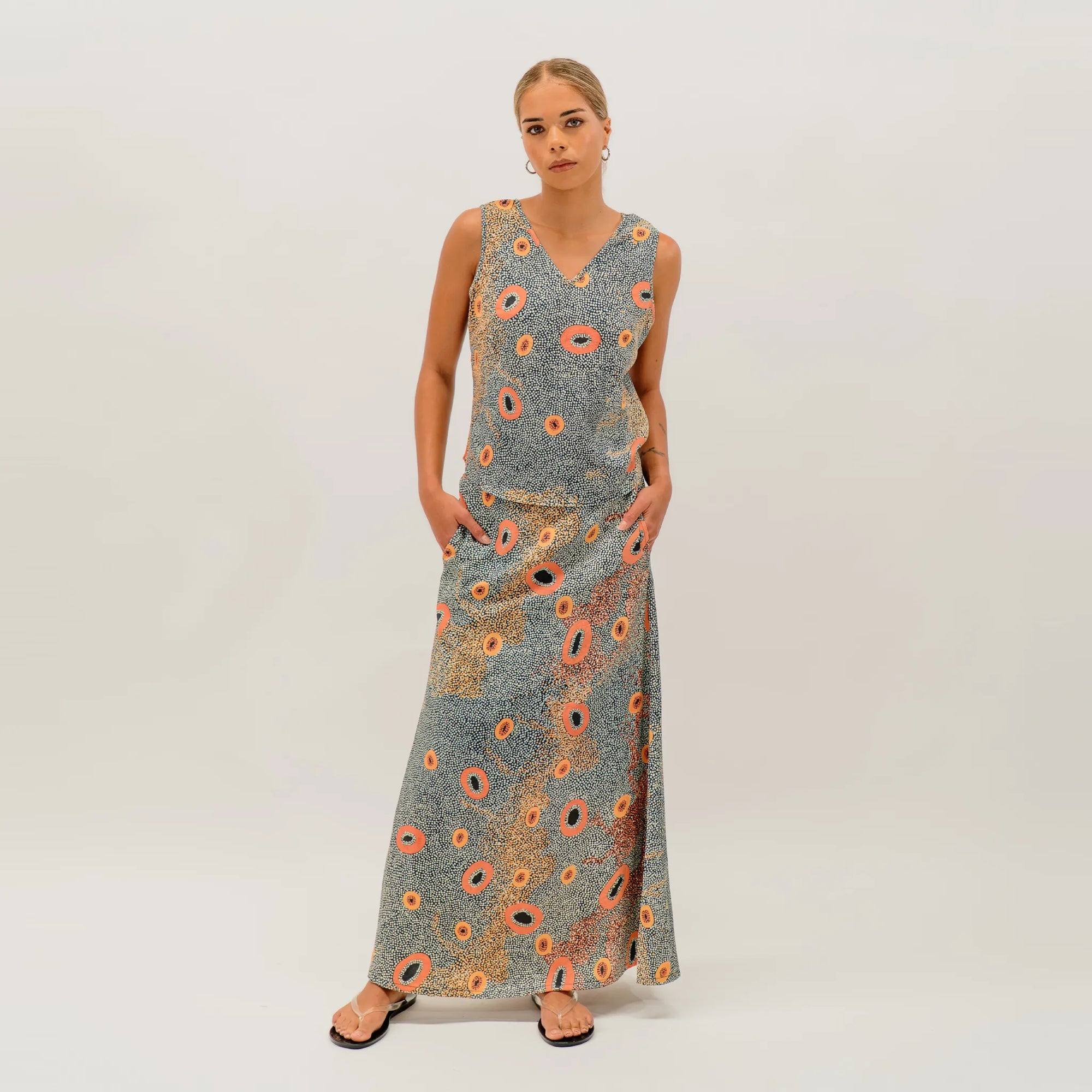 Kirrikin Dry Country Tank Top for women featuring bold Australian landscape artwork by Sheryl Hicks