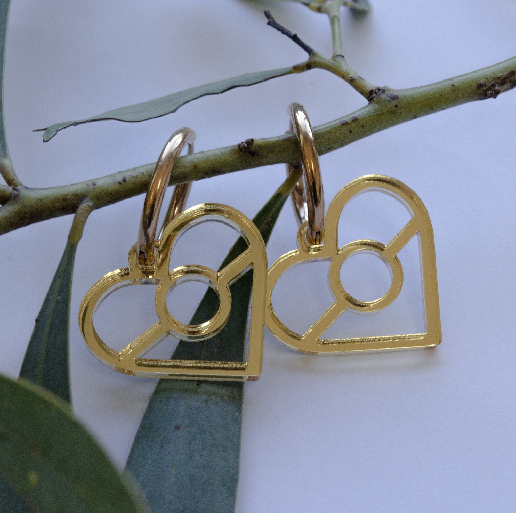 Aboriginal Gold Flag Heart Earrings – Dangle by Buffie Punch