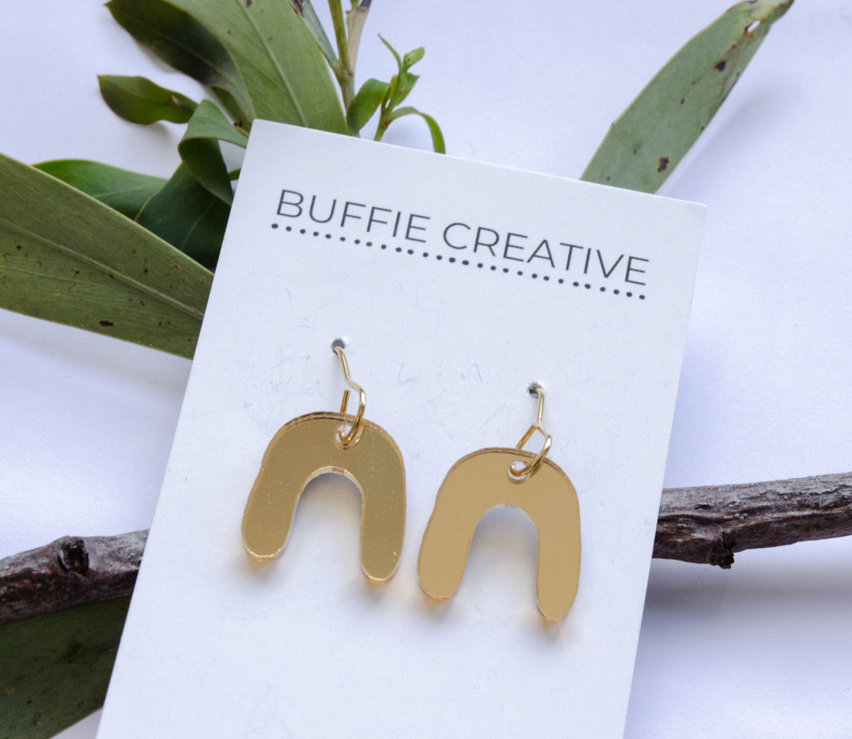 Gold Arch Drop Earrings by Buffie Punch