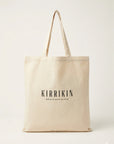 Front view of the Kirrikin tote bag in premium canvas featuring a vibrant Indigenous Australian artwork print.