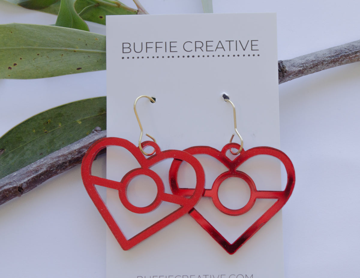Aboriginal Red Heart Earrings – Dangle by Buffie Punch