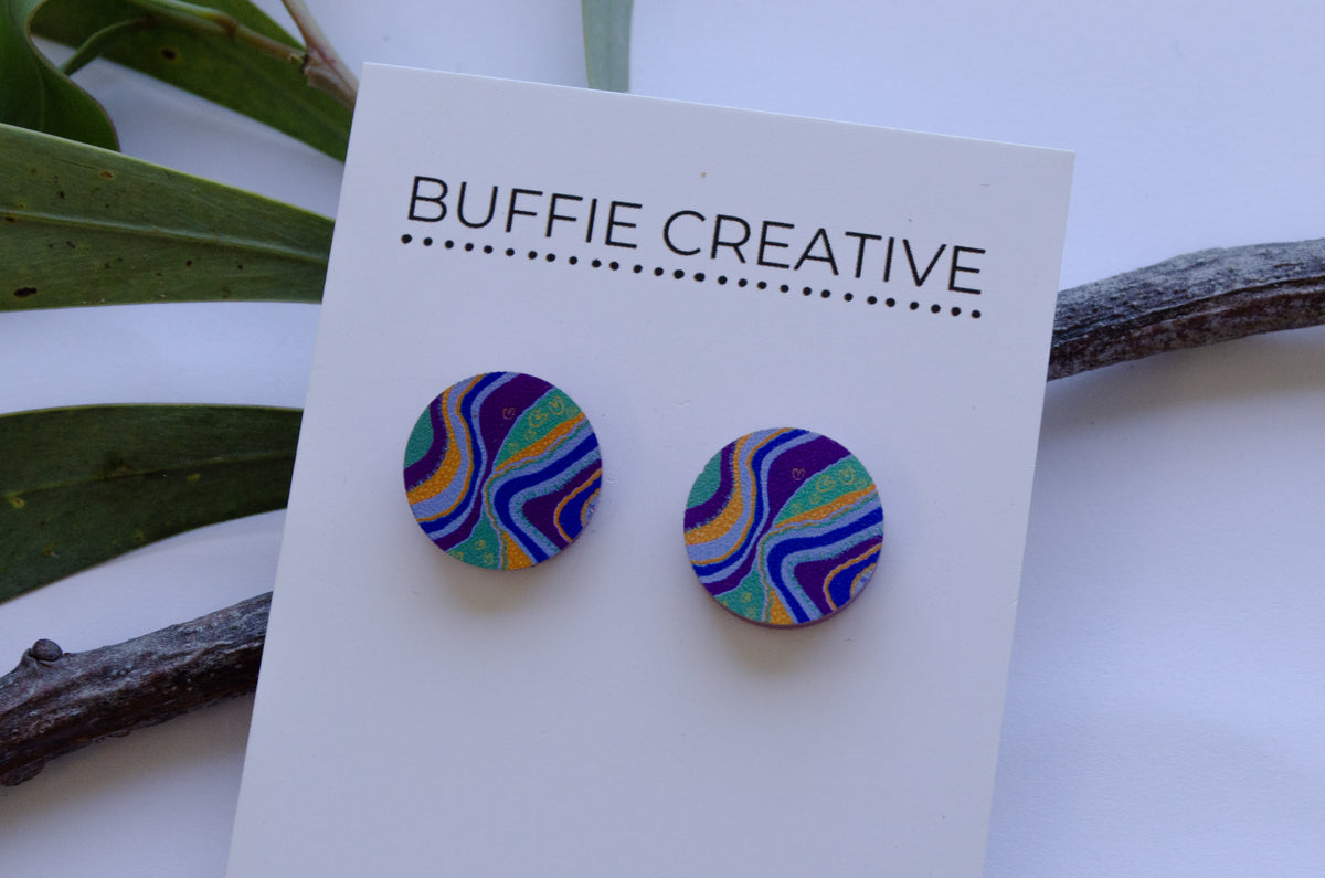 Blue Story Stud Earrings by Buffie Punch