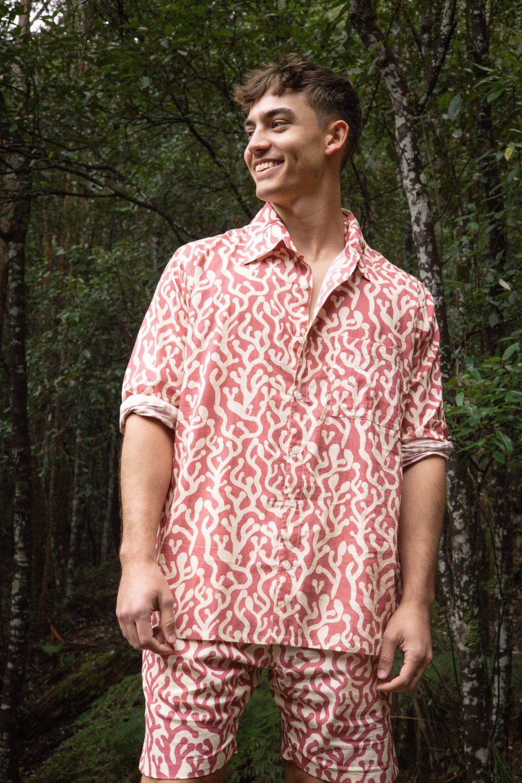 Craig Long Sleeve Men's Shirt - Grevilia (Reverse Print)