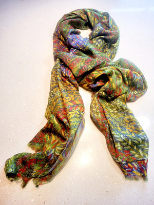 Kimberley Grasses and Leaves Cashmere Scarf